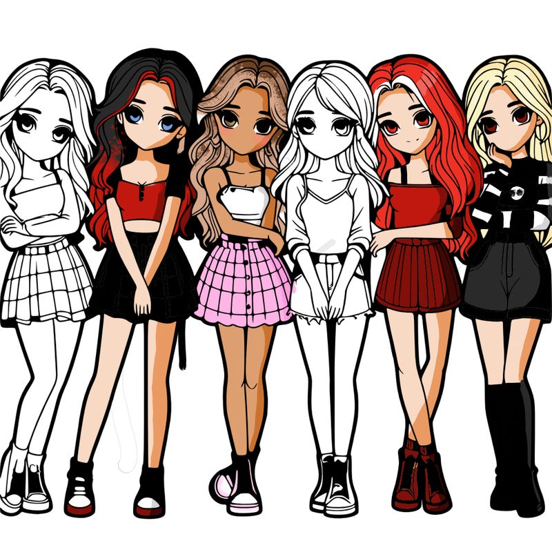 a group of girls realistic