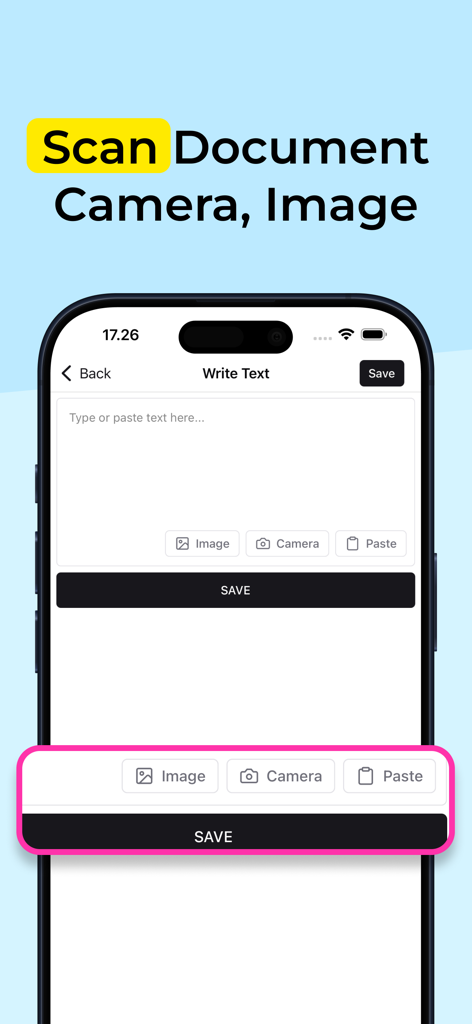 Función de escaneo de documentos e imágenes en TTS Reader Pro