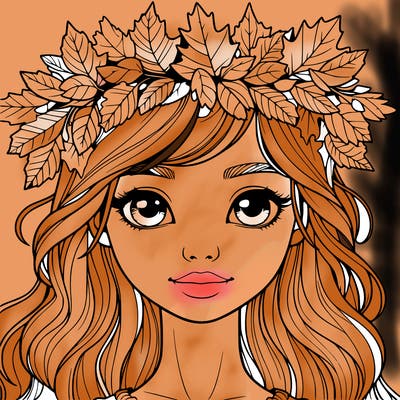 realistic girl with fall leaf crown