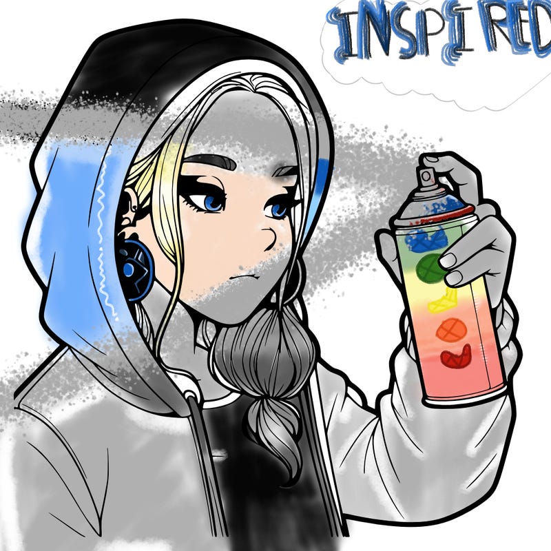 a realistic girl, spray painting