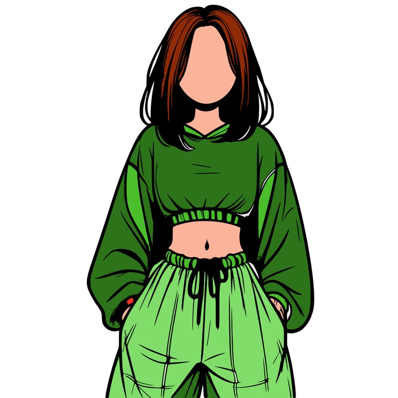 realistic girl faceless with baggy pants and a crop top
