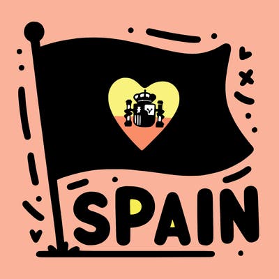 flag of spain or inside it says i love spain