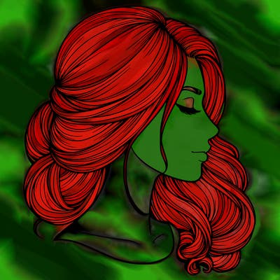 realistic woman's head & hair