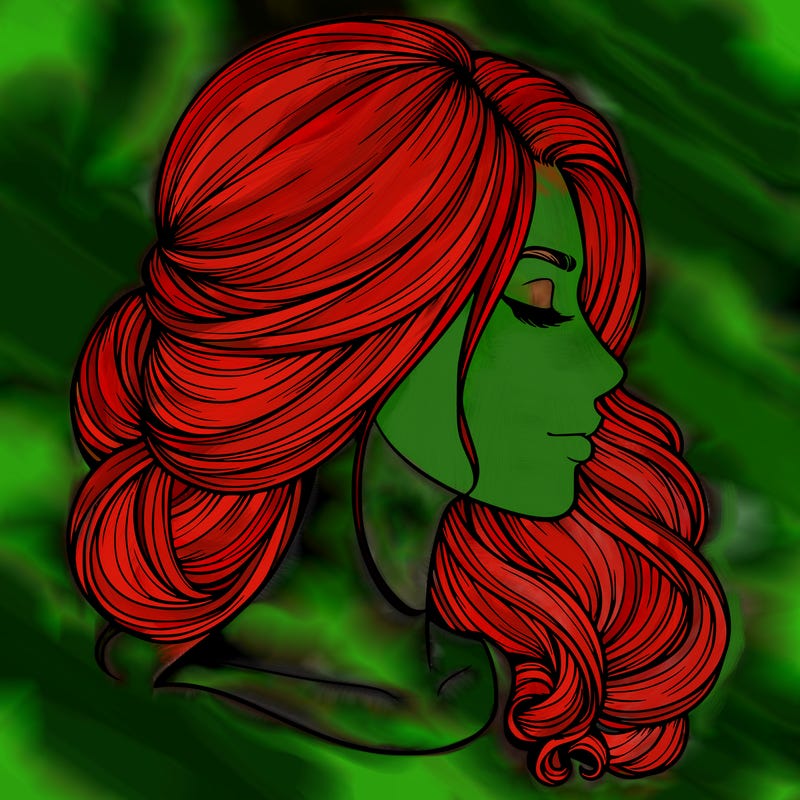 realistic woman's head & hair