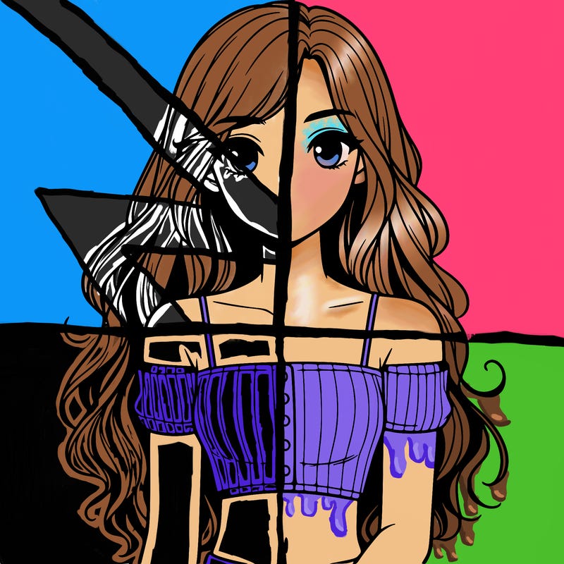 teenage girl with crop top and long, slightly wavy hair