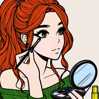 a realistic girl doing her makeup