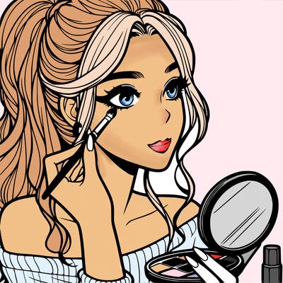 a realistic girl doing her makeup