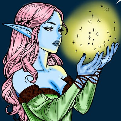 realistic elf girl doing magic