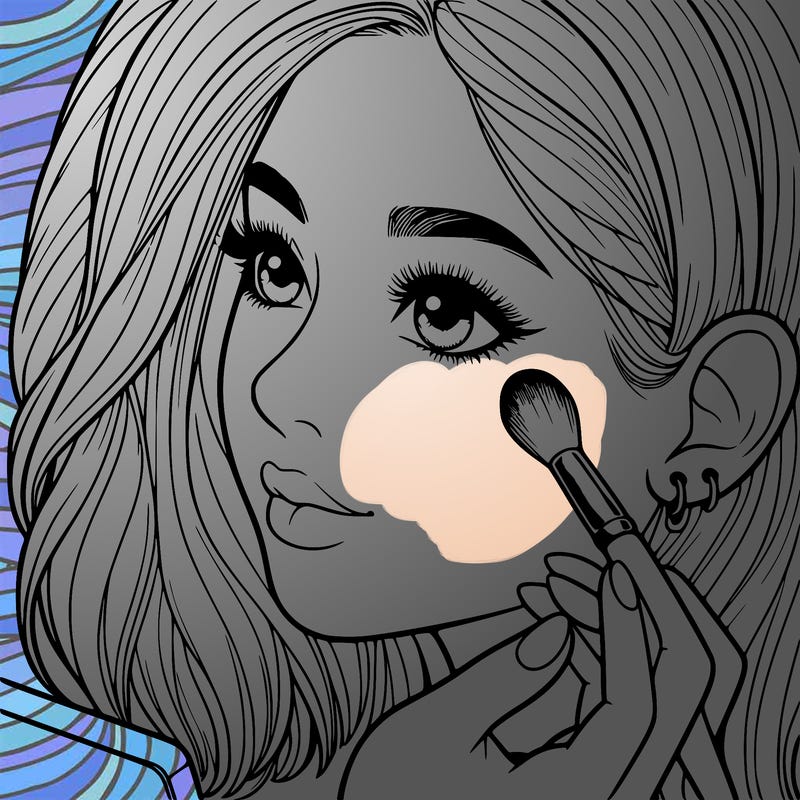 a realistic girl doing her makeup