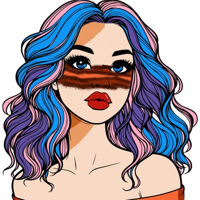 realistic girl with wavy hair and lips