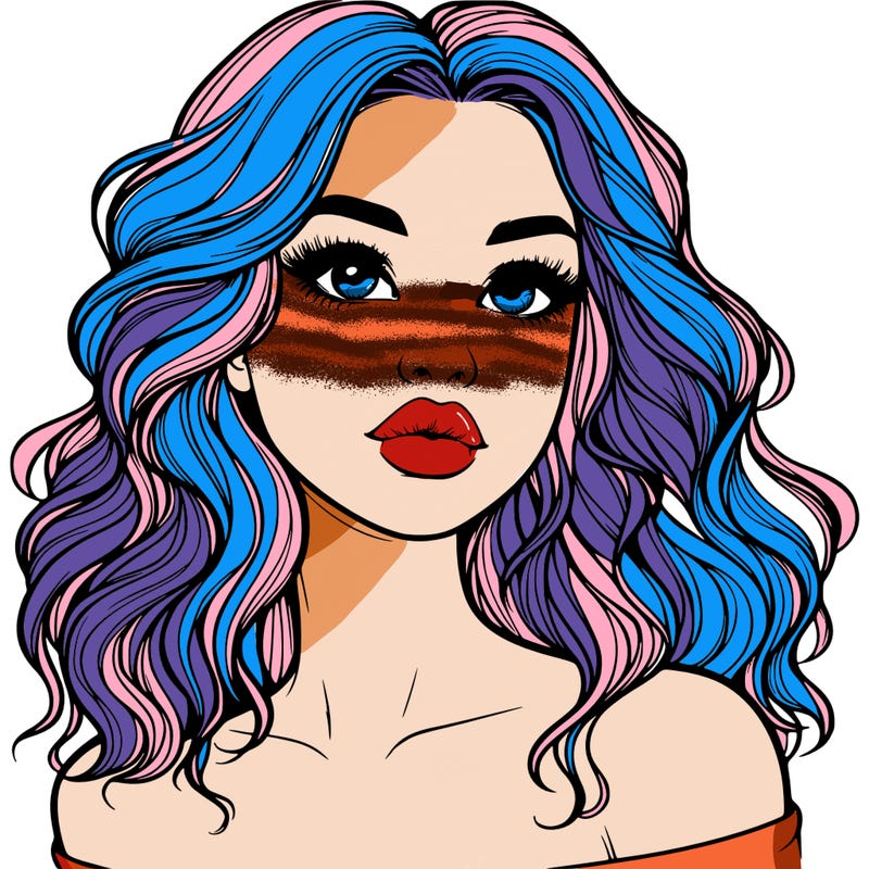 realistic girl with wavy hair and lips