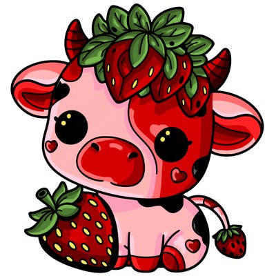 cute strawberry cow