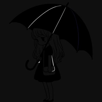 lonely girl holding black umbrella