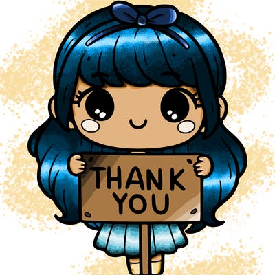 girl holding a thank you sign
