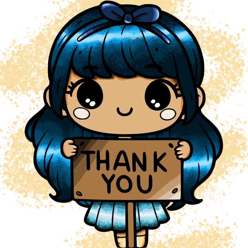 girl holding a thank you sign