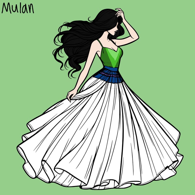 realistic woman with dress flowing in the wind