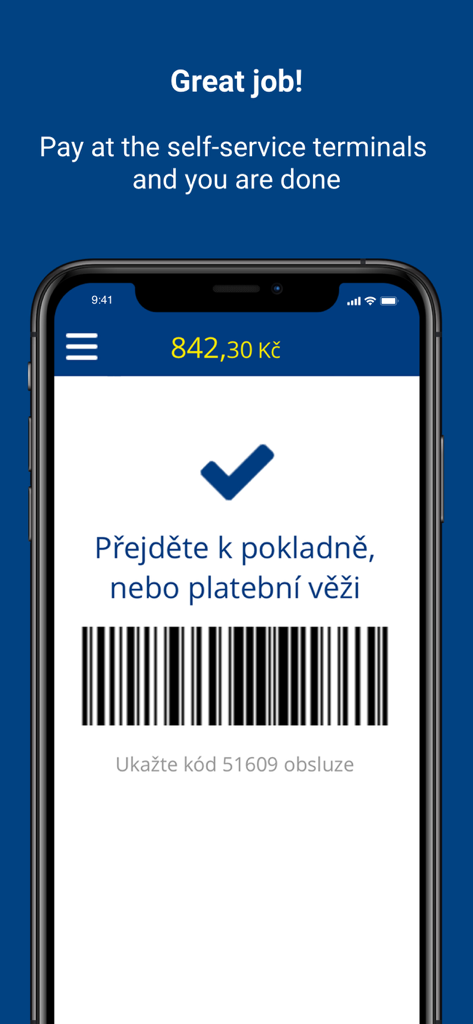 makro scan - Makro Scan app checkout screen showing a barcode to pay at a self-service terminal.