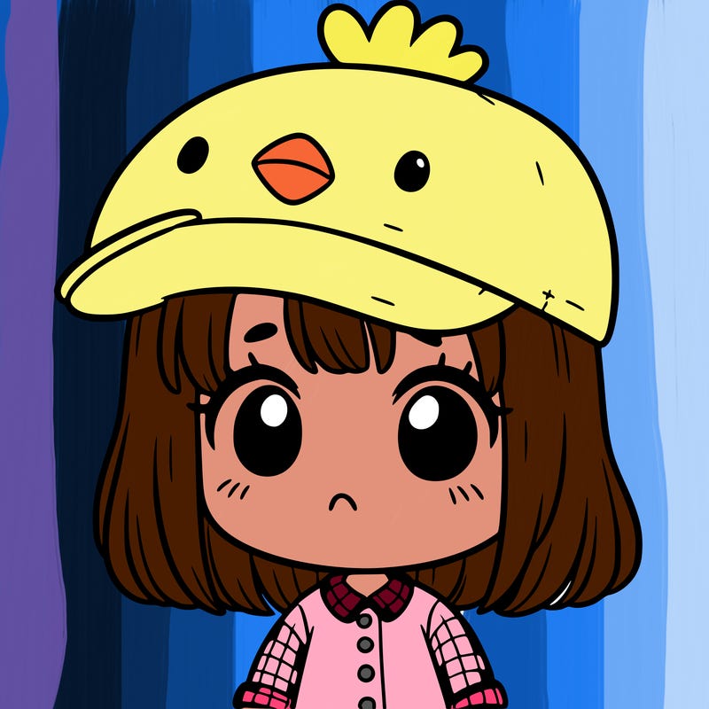 cute girl with chicken hat