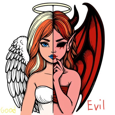 realistic angel half demon