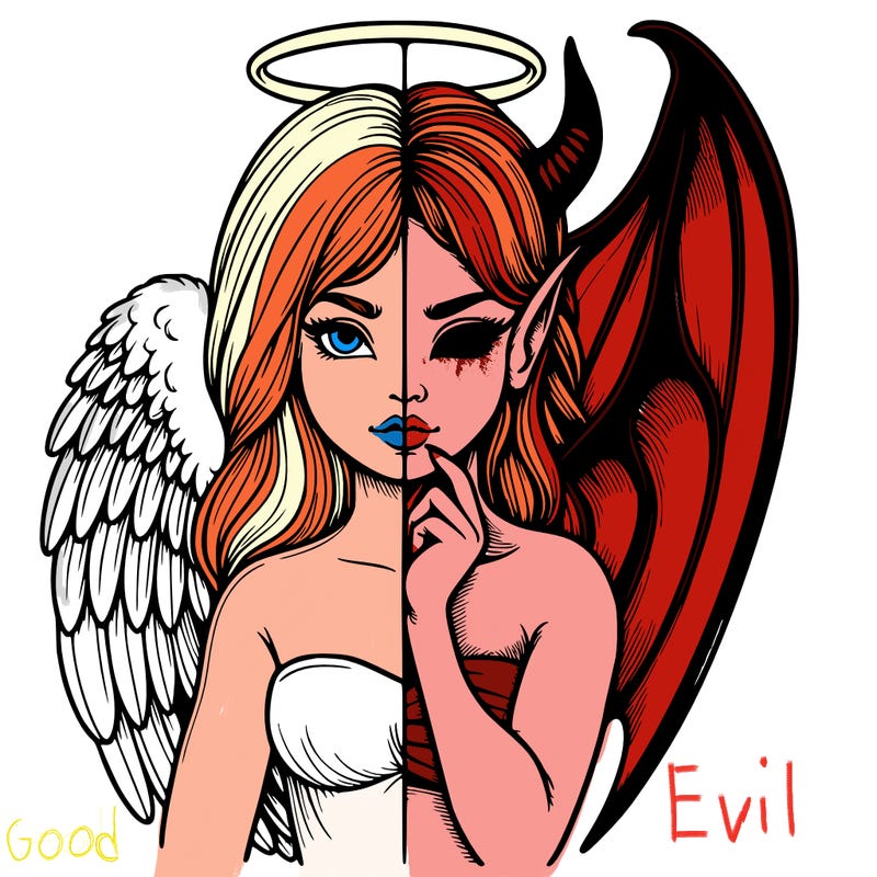 realistic angel half demon