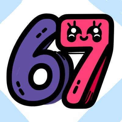 the numbers 67