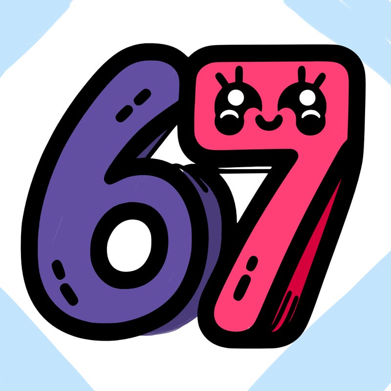 the numbers 67
