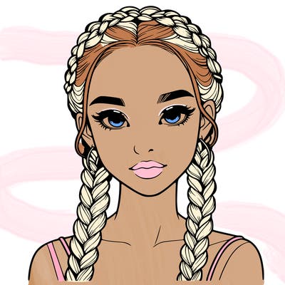 realistic girl with braids