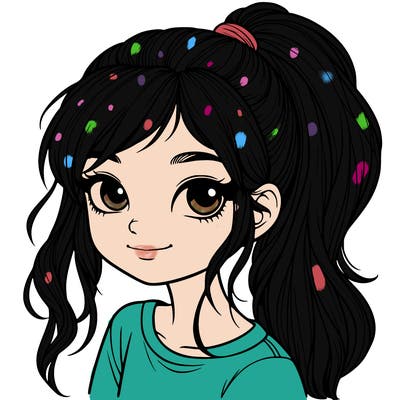 realistic girl with ponytail