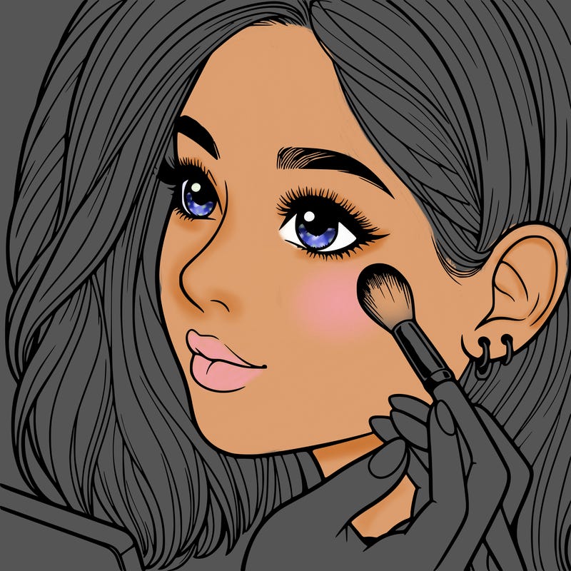 a realistic girl doing her makeup