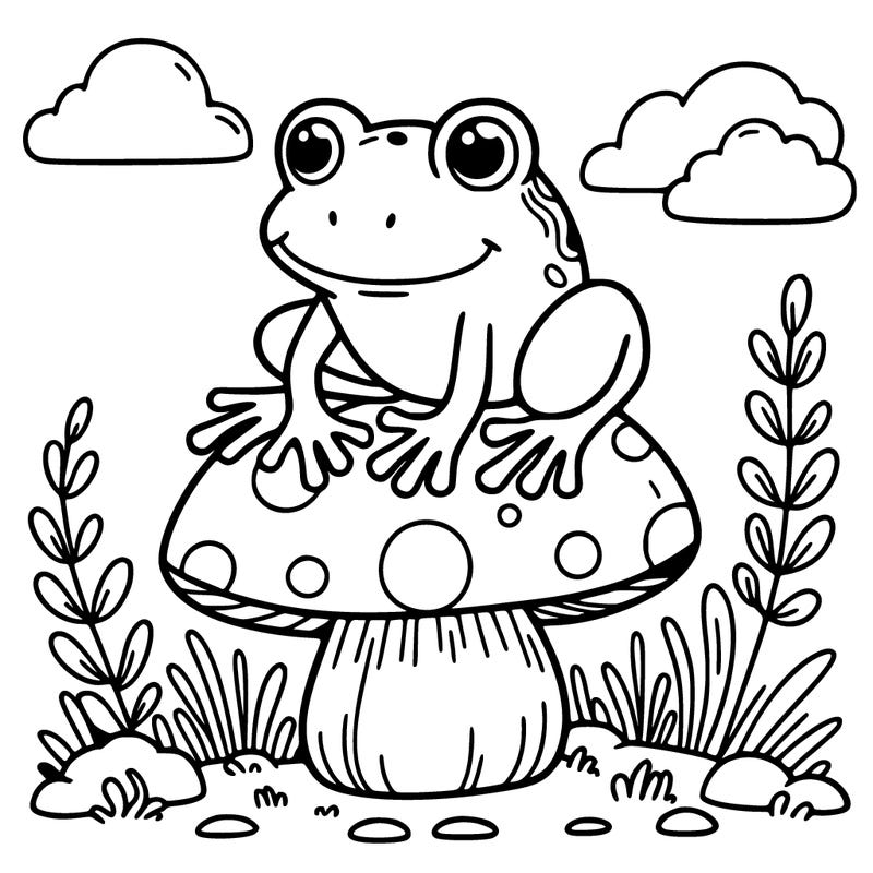 frog sitting on a mushroom