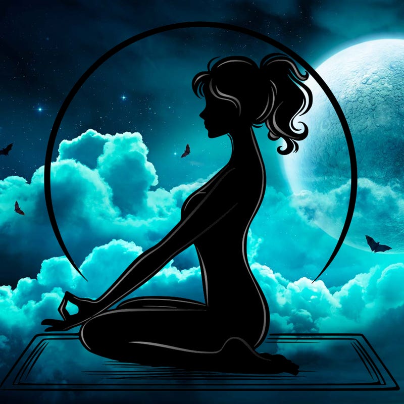 silhouette of a woman doing yoga