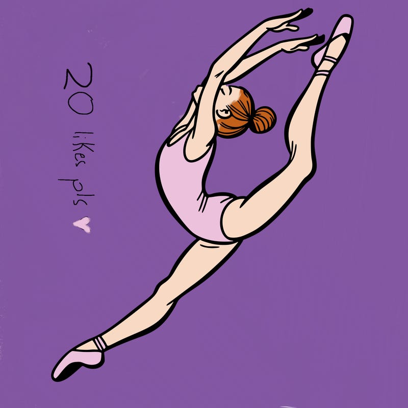 gymnast doing a leap in a leotard with a bent back leg