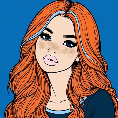 realistic girl with hair on her hair and lips