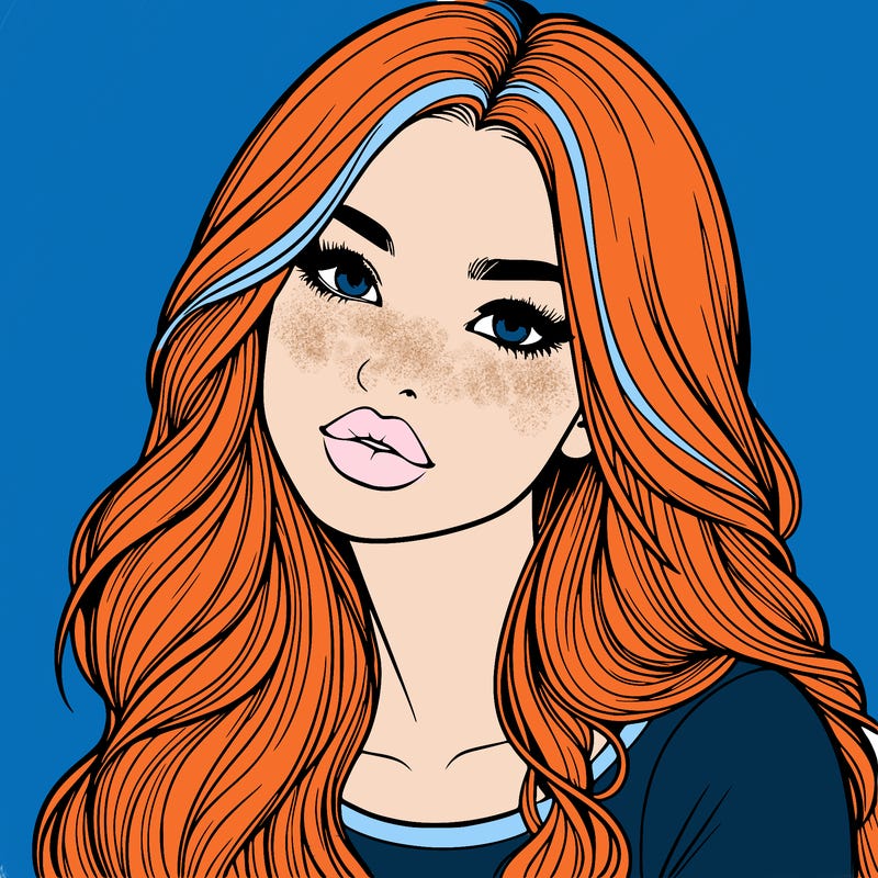 realistic girl with hair on her hair and lips