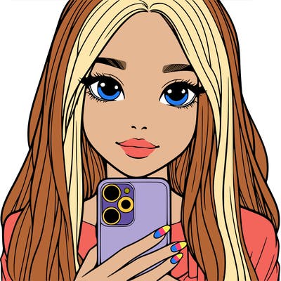 realistic girl with a phone