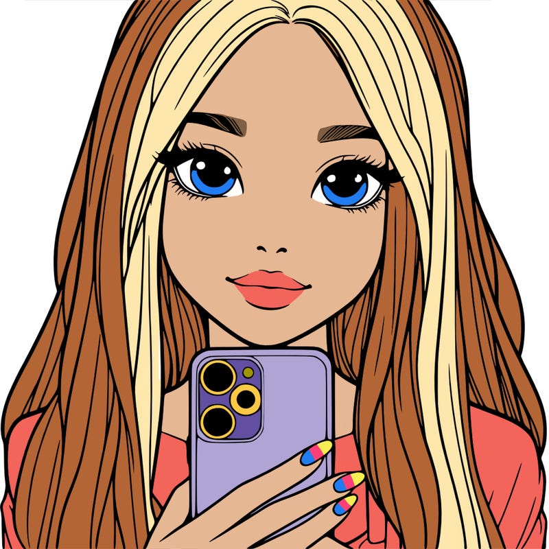 realistic girl with a phone