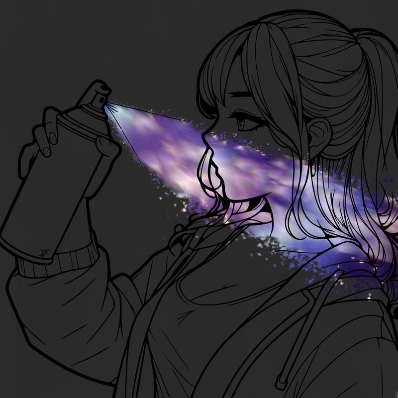 a realistic girl spray, painting