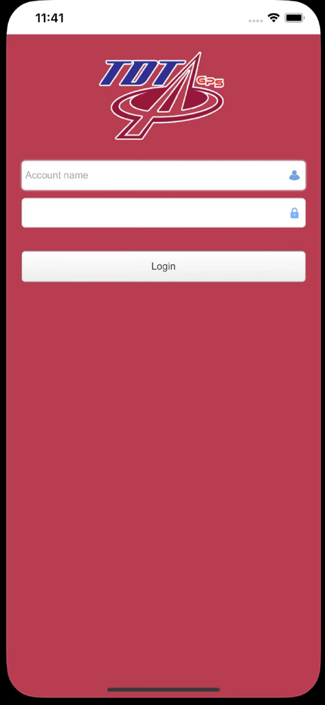 Total Dynamic GPS - Anmeldeschnittstelle der Total Dynamic GPS Mobil-App