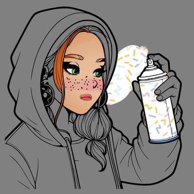 a realistic girl, spray painting