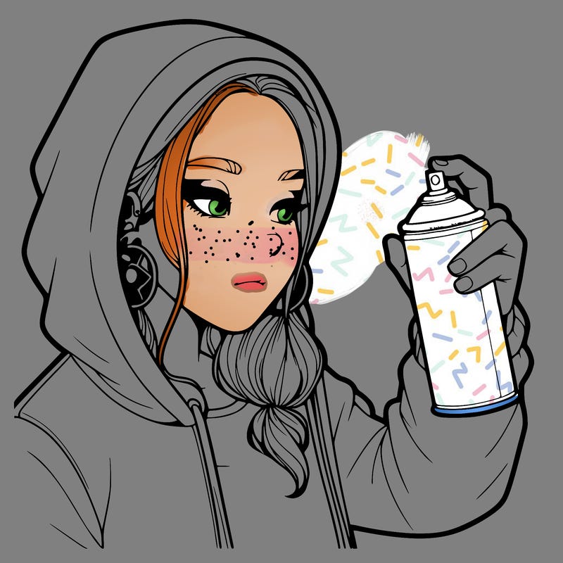 a realistic girl, spray painting