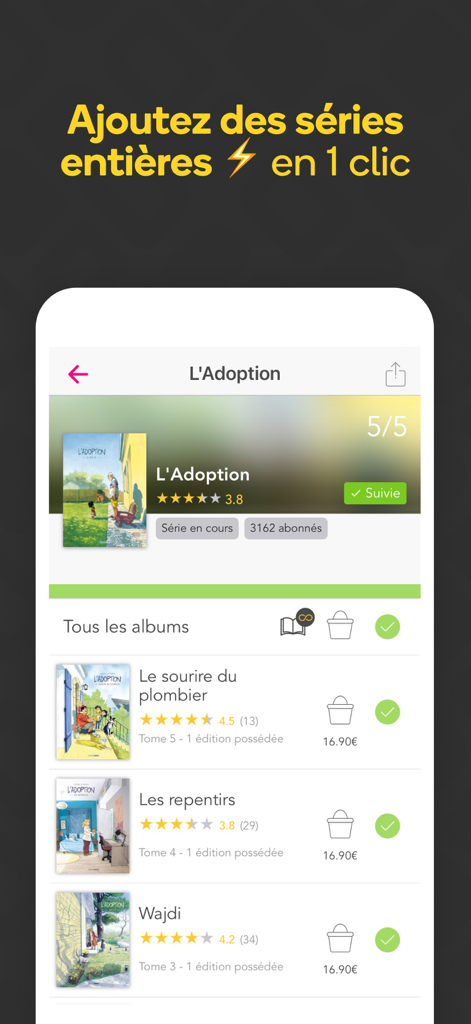 Bildschirm der Bubble-App zum Verwalten und Verfolgen von Comic-Seriensammlungen