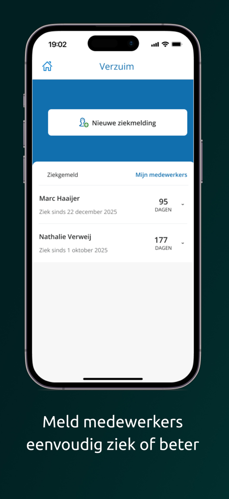 Youforce - Youforce app dashboard for managers to report and monitor employee sick leave