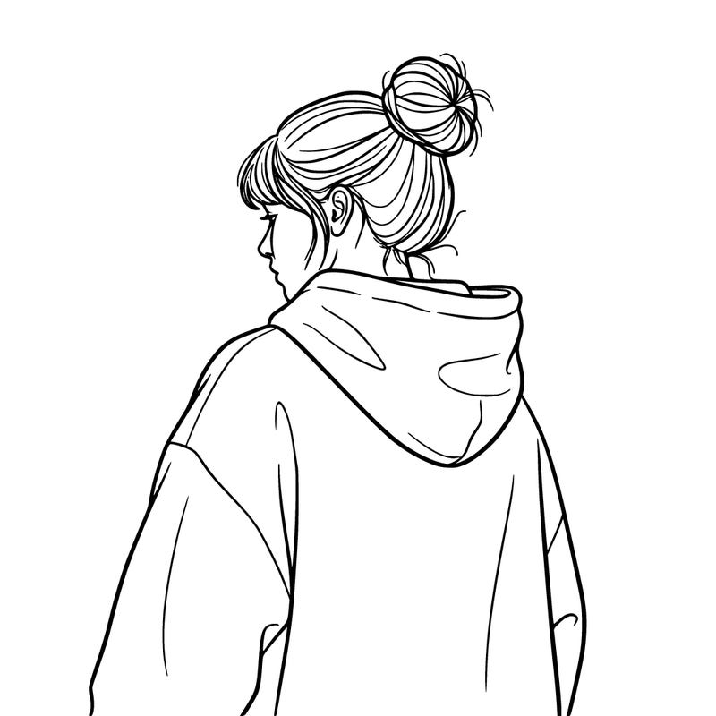 a girl with a bun looking to the side with a hoodie on where we can see here back