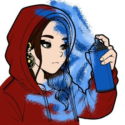 a realistic girl, spray painting