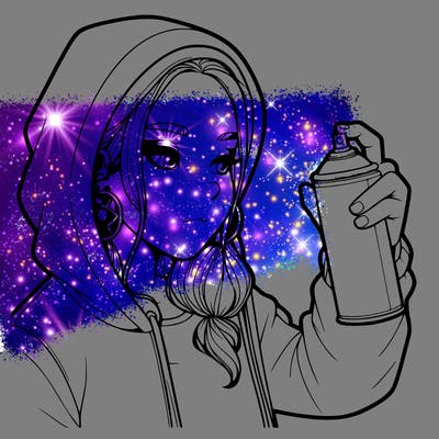 a realistic girl, spray painting