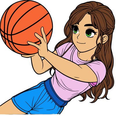 realistic girl playing basketball