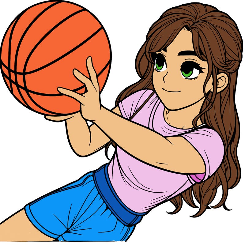 realistic girl playing basketball