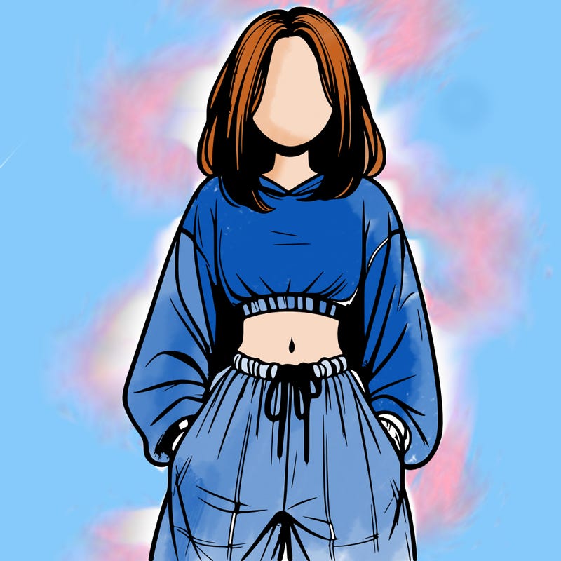 realistic girl faceless with baggy pants and a crop top