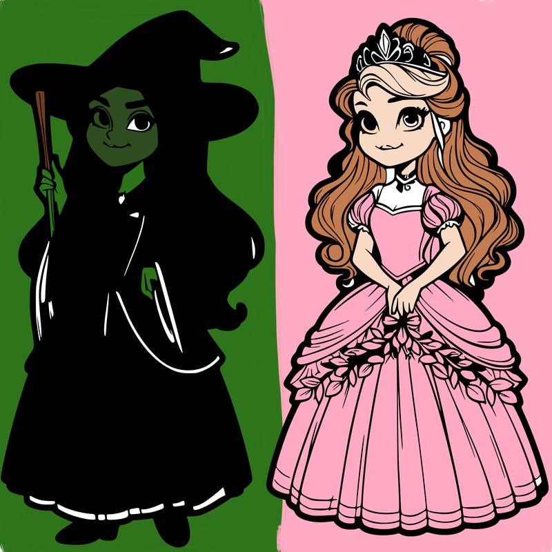 a witch and a princess realistic