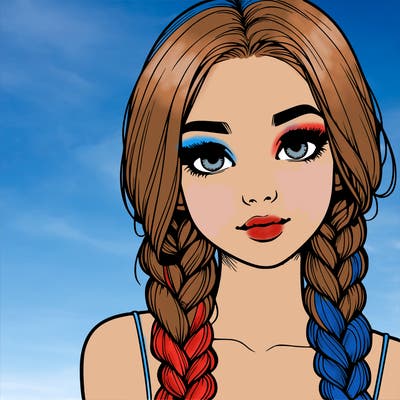 realistic girl with braids